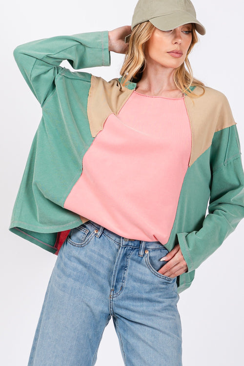 SAGE + FIG Mineral Wash Color Block Top