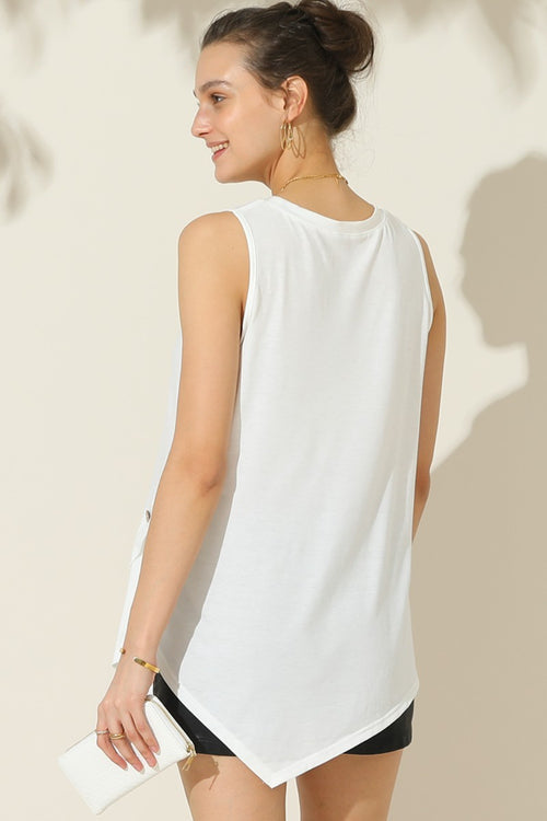 Ninexis Round Neck Button Side Tank