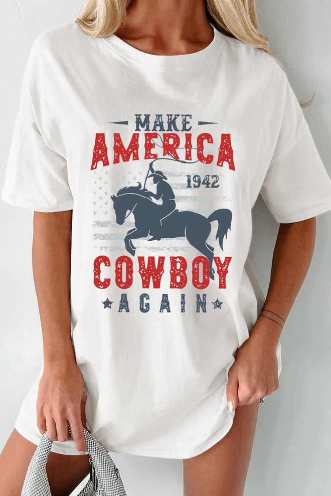 Cowboy Graphic Round Neck Half Sleeve T-Shirt