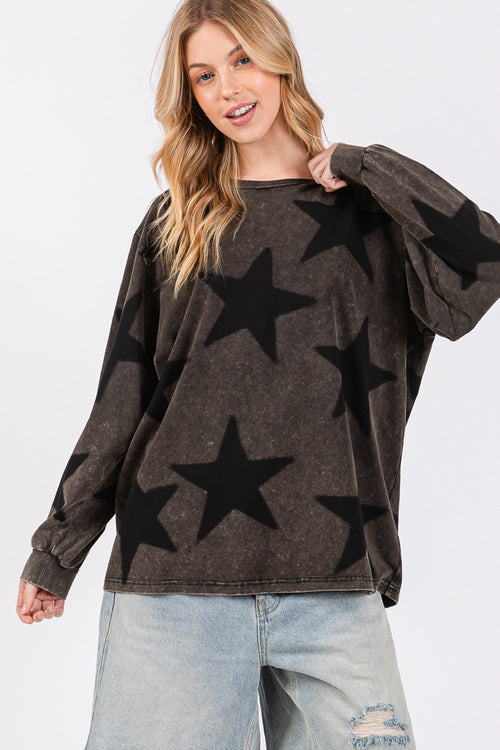 SAGE + FIG Mineral Wash Star Pattern T-Shirt