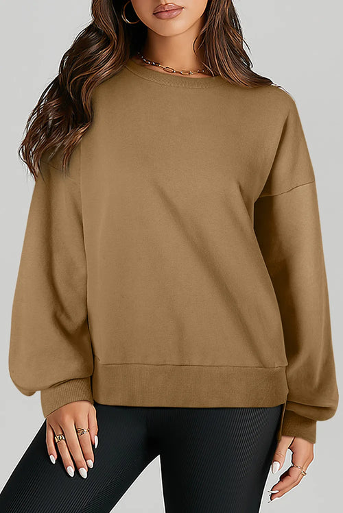 High-Low Round Neck Long Sleeve Sweatshirt