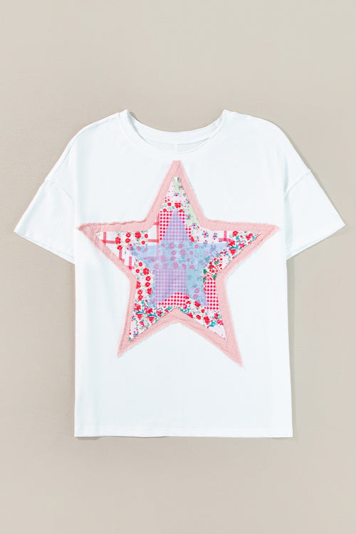 Star Round Neck Short Sleeve T-Shirt