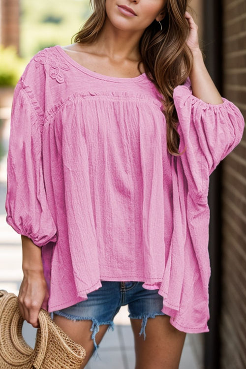 Dropped Shoulder Round Neck Blouse