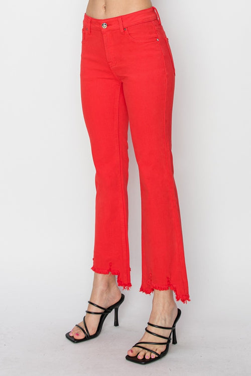 RISEN Full Size Mid Rise Step Hem Cropped Pants