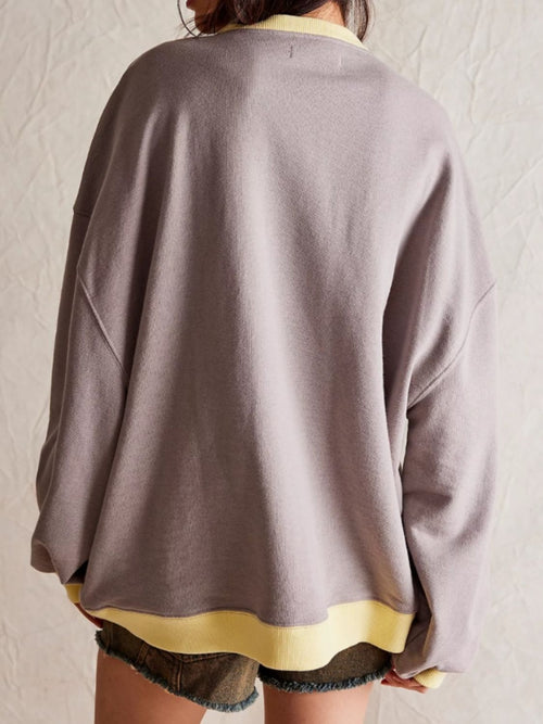 Mandy Contrast Trim Round Neck Long Sleeve Sweatshirt