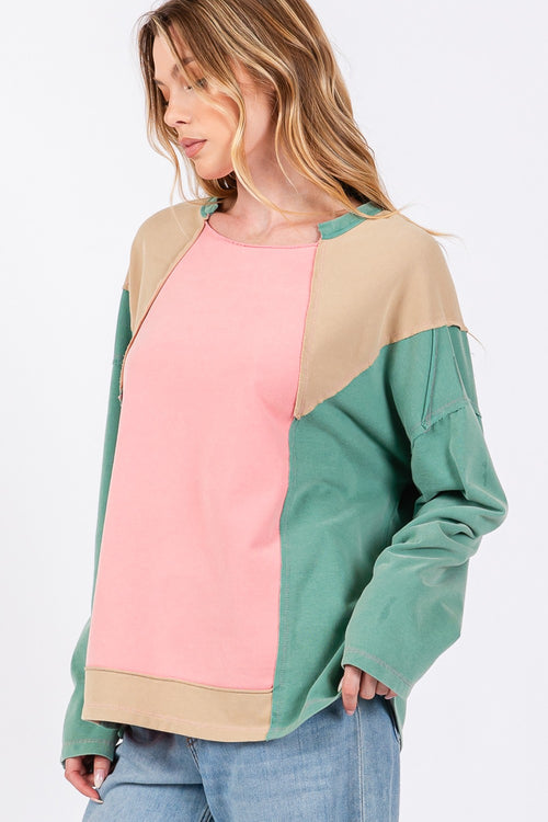 SAGE + FIG Mineral Wash Color Block Top