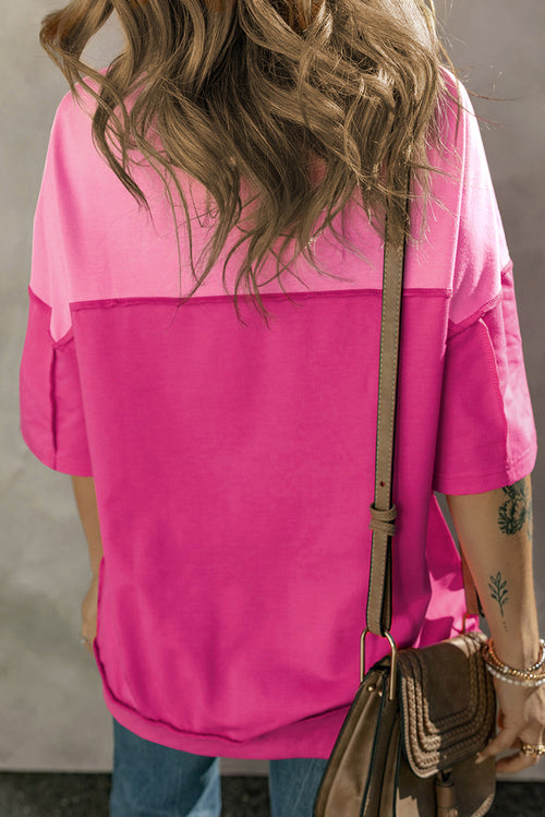 Exposed Seam Round Neck Half Sleeve T-Shirt