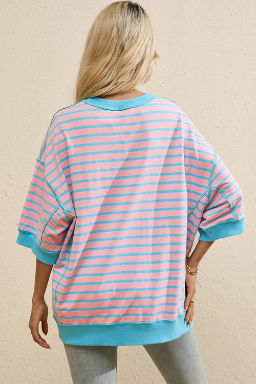 Boots Striped Round Neck Half Sleeve T-Shirt