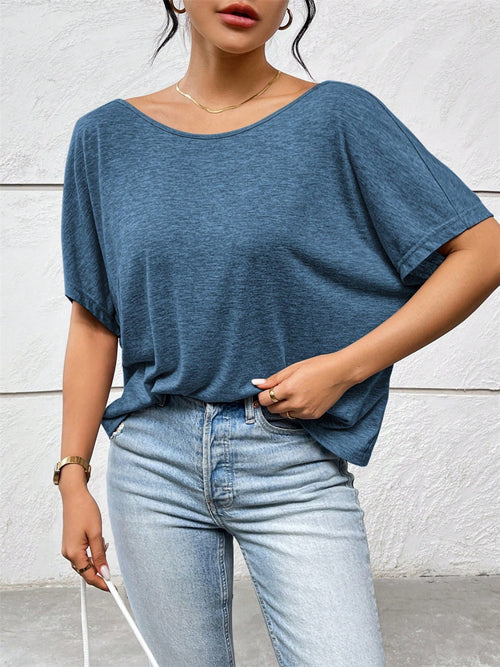 Backless Twisted Round Neck Half Sleeve T-Shirt