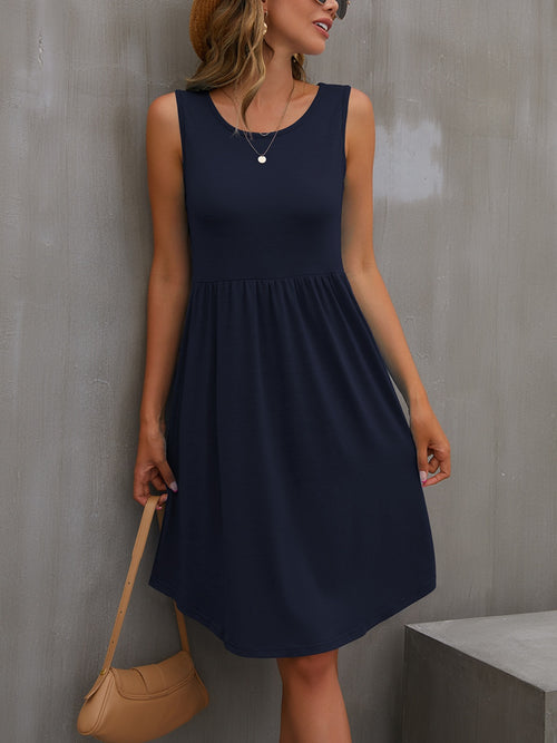 FAM-FAM Round Neck Wide Strap Dress