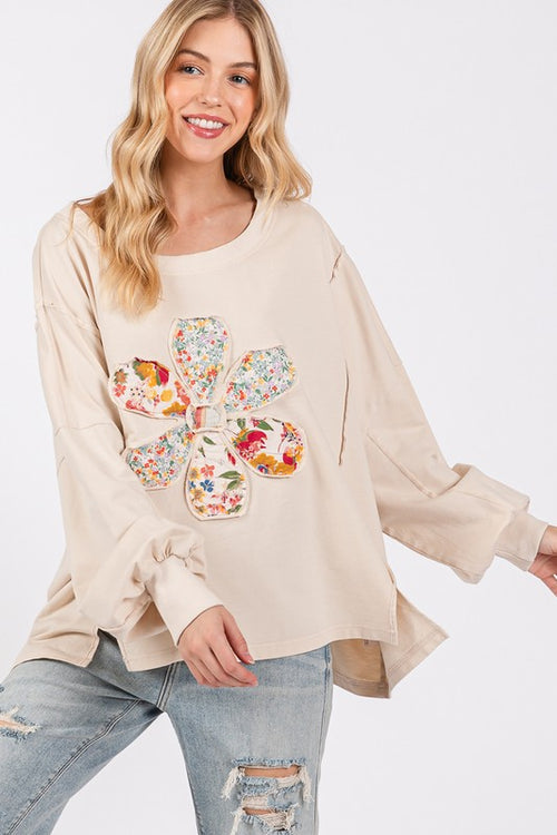 SAGE + FIG Flower Patch Dropped Shoulder Oversize Top