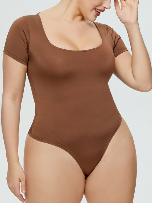 Full Size Square Neck Short Sleeve Bodysuit