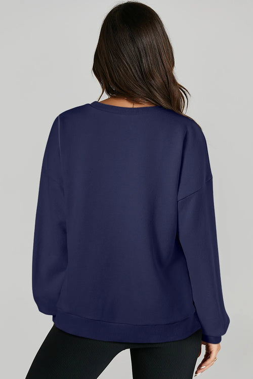 High-Low Round Neck Long Sleeve Sweatshirt