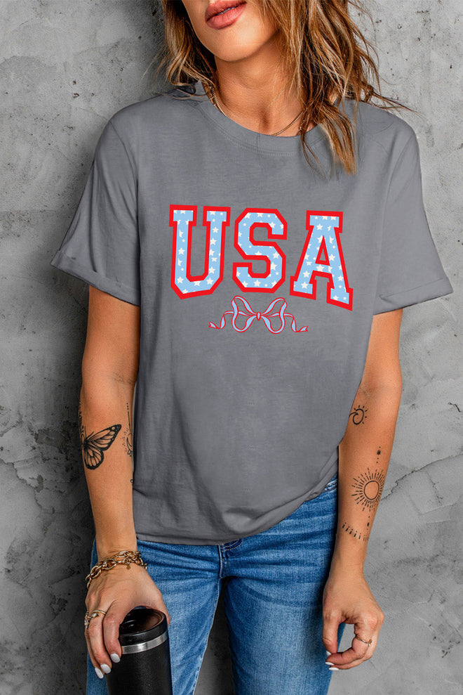 USA Round Neck Short Sleeve T-Shirt