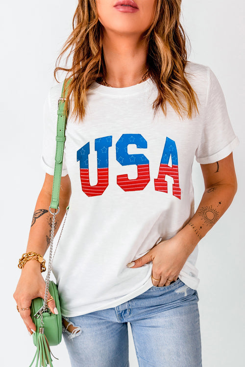 USA Round Neck Short Sleeve T-Shirt