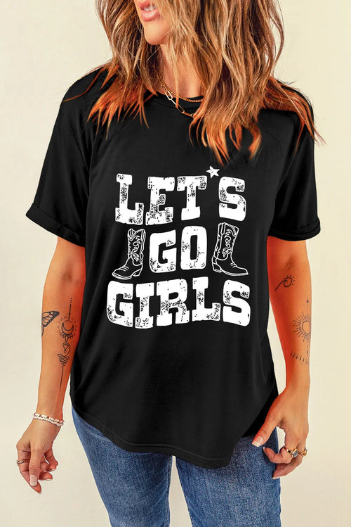 Letter Graphic Round Neck Short Sleeve T-Shirt