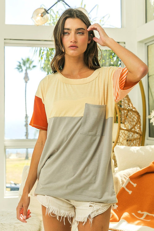 BiBi Color Block Short Sleeve T-Shirt