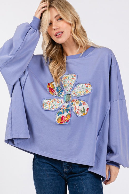 SAGE + FIG Flower Patch Dropped Shoulder Oversize Top