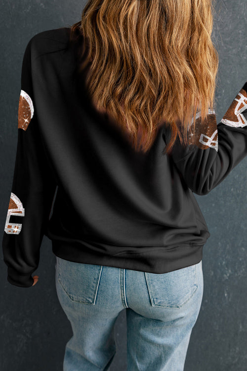 Sequin Round Neck Long Sleeve Sweatshirt