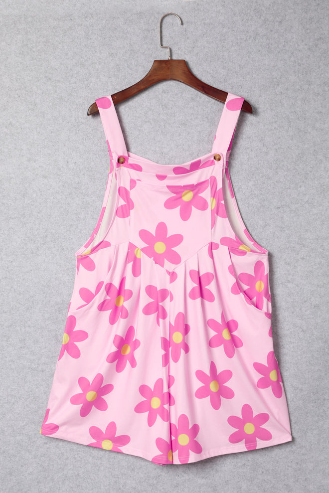 Pocketed Flower Wide Strap Overall