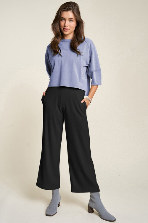 Davi & Dani Wide Leg Mid-Rise Pants