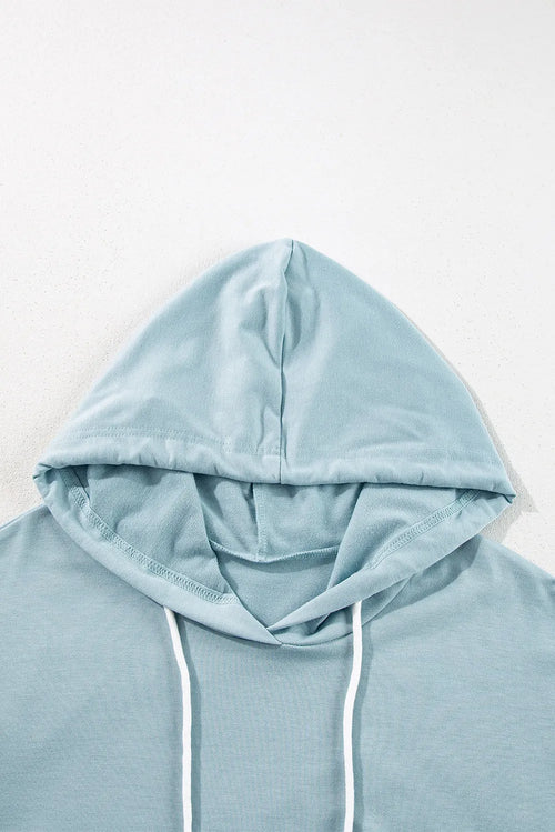 Drawstring Ruffled Dropped Shoulder Long Sleeve Hoodie