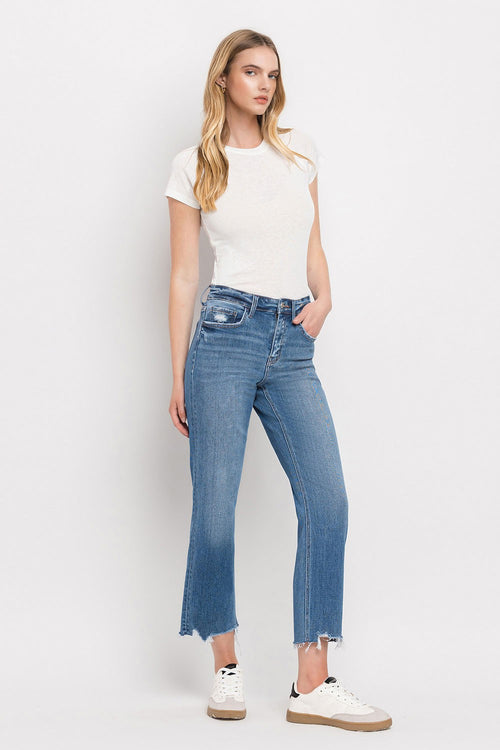 Vervet by Flying Monkey High Rise Frayed Hem Straight Jeans