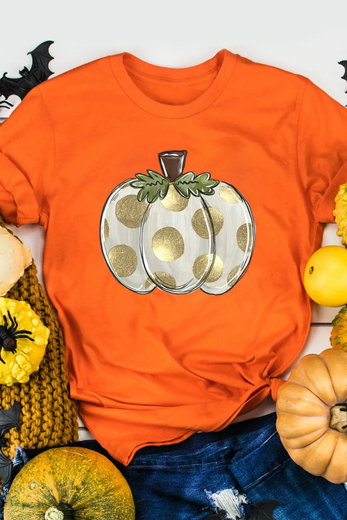 Pumpkin Graphic Round Neck Short Sleeve T-Shirt