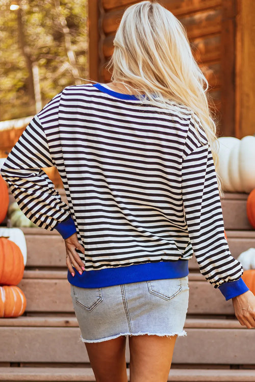 Pumpkin Striped Long Sleeve Sweatshirt