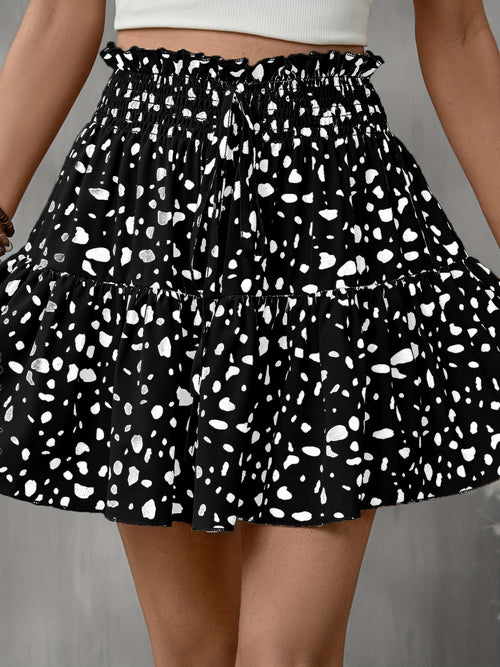 Frill Tied Printed Mini Skirt