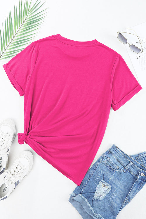 Flower Round Neck Short Sleeve T-Shirt