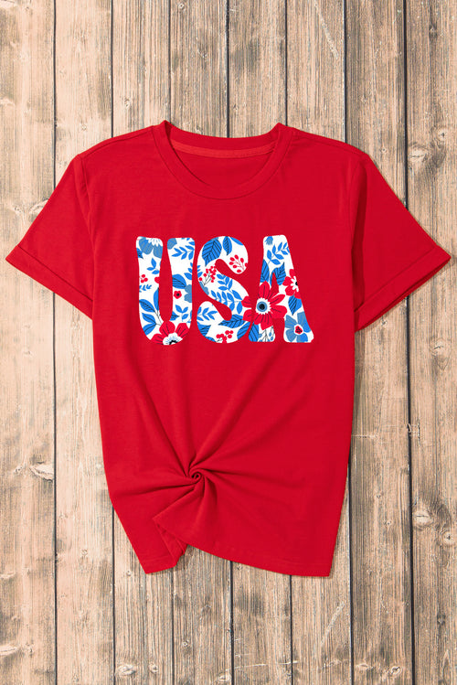 USA Round Neck Short Sleeve T-Shirt