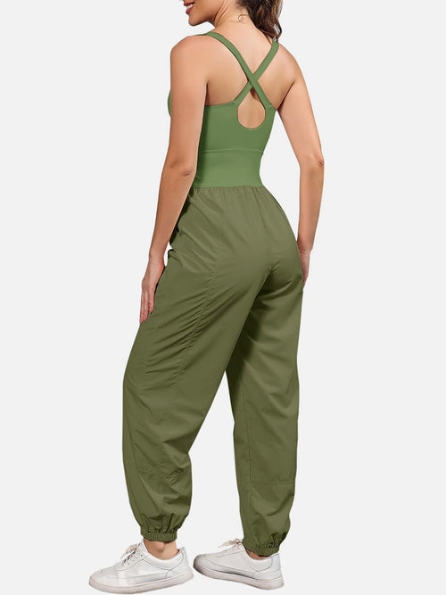 Cutout Scoop Neck Wide Strap Jumpsuit