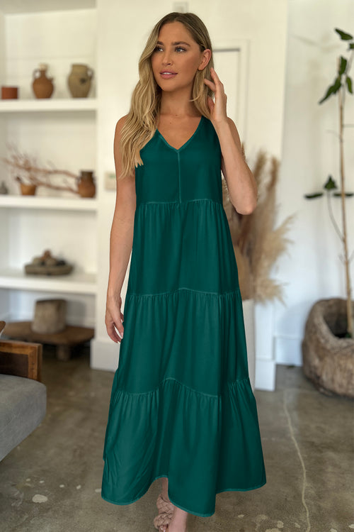 FAM-FAM V-Neck Sleeveless Midi Tiered Dress