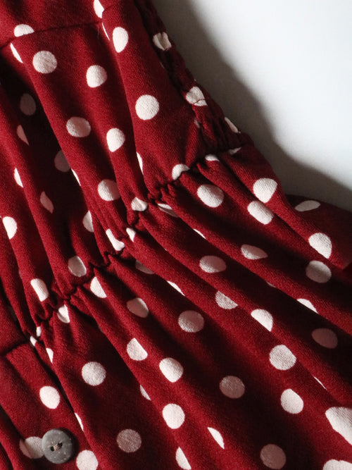 Perfee Polka Dot Sweetheart Neck Dress with Pockets