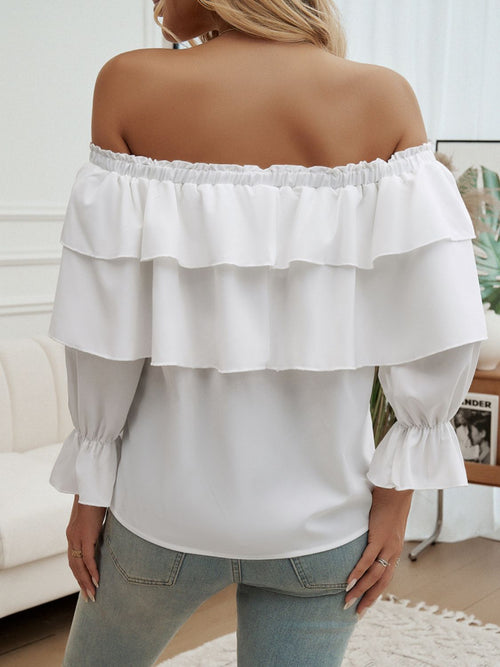 Devine Off-Shoulder Flounce Sleeve Blouse