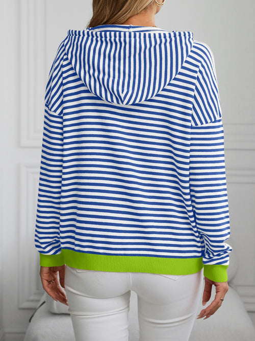 Mandy Striped Long Sleeve Hooded Knit Top