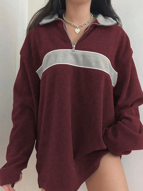 Contrast Dropped Shoulder Long Sleeve Sweatshirt