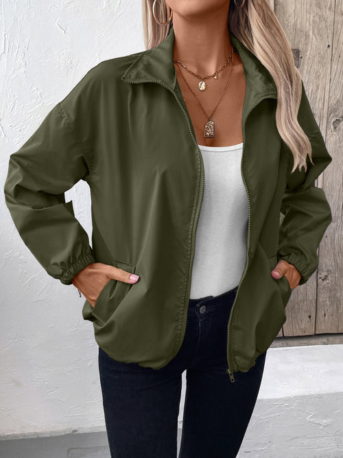 Ivy Lane Pocketed Zip Up Long Sleeve Jacket