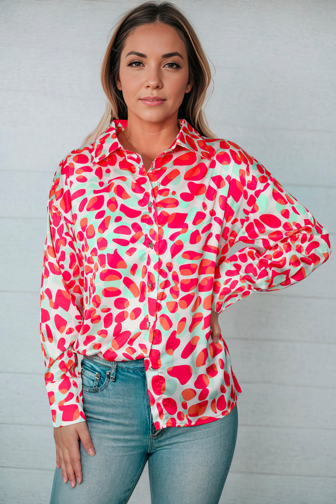 Printed Button Up Dropped Shoulder Shirt