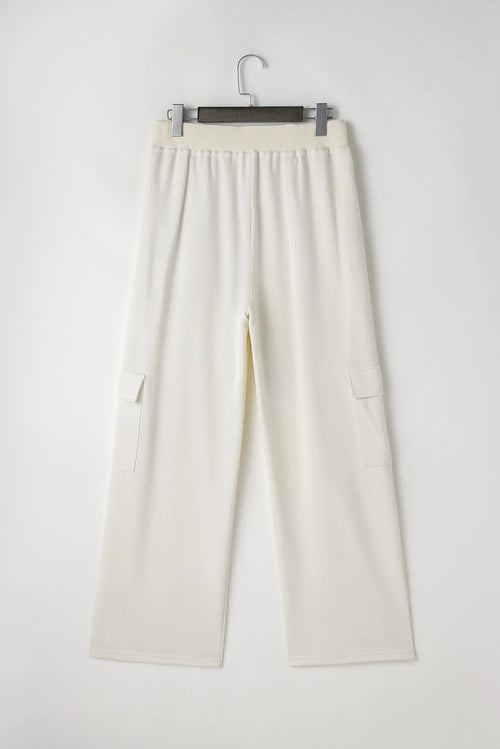 Drawstring High Waist Pants with Pockets