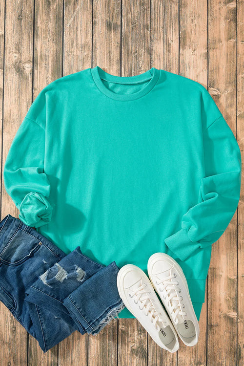 High-Low Round Neck Long Sleeve Sweatshirt