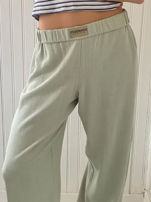 Elastic Waist Wide Leg Pants