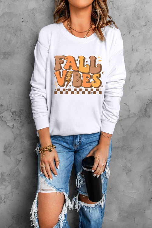 Letter Graphic Round Neck Long Sleeve Sweatshirt