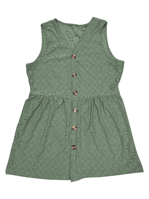 Full Size Eyelet Button Up V-Neck Tank