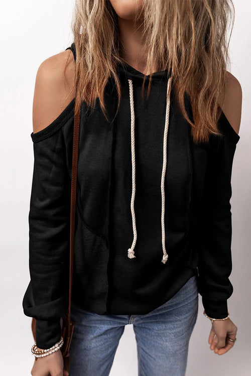 Cold Shoulder Long Sleeve Hoodie