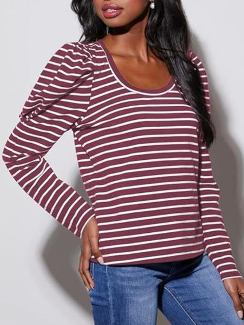 Striped Round Neck Long Sleeve T-Shirt