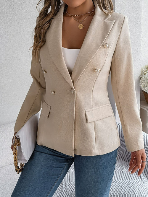 Decorative Pocket Flap Lapel Collar Long Sleeve Blazer