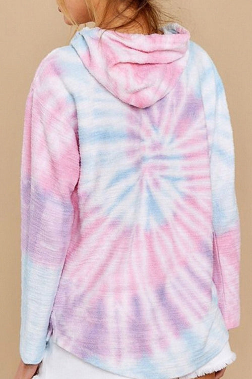 Drawstring Tie-Dye Long Sleeve Hoodie