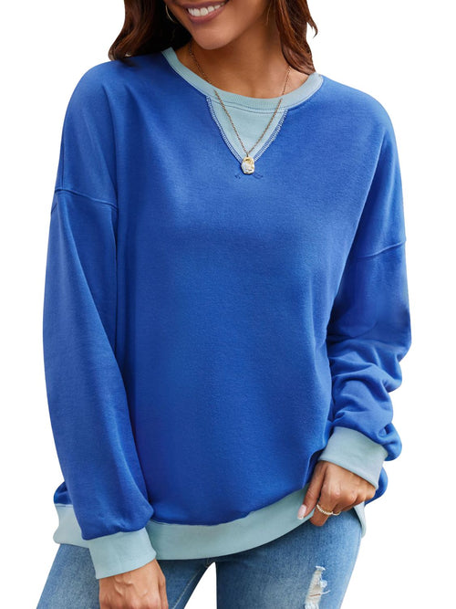 Lovelet Contrast Round Neck Long Sleeve Sweatshirt